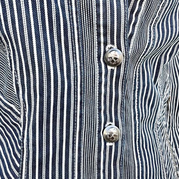 Betsey Johnson Pinstripe Denim Jean Corset Skull Jacket Collection USA Made 10 - Picture 5 of 9